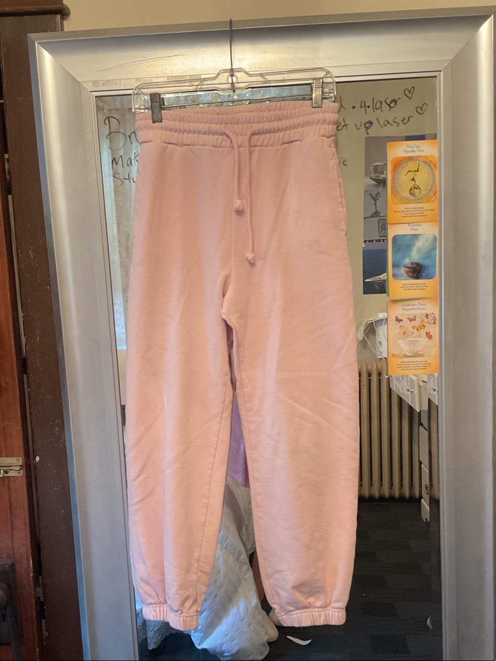 Zara Light Pink women’s small  Jogger Sweatpants with Drawstring